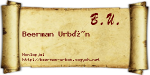 Beerman Urbán névjegykártya